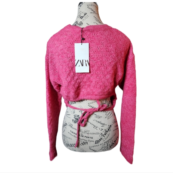 NWT Zara Open Back Pink Sweater Size Small - Picture 2 of 3